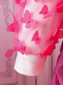 女嬰網紗拼接小高領T恤&衍縫半身裙 - 粉色 - 查看 7