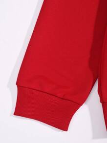 ROMWE MEN Goth Men Skeleton Print Drawstring Hoodie - Red - View 4