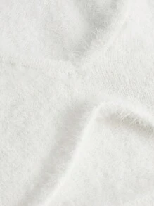 SHEIN ICON Chất rắn Mùa vụ 	
Fuzzy Đan Siêu crop Áo len - trắng - Xem 6