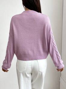 SHEIN Unity Xoắn Dan Thả vai Áo len - Hồng - Xem 2