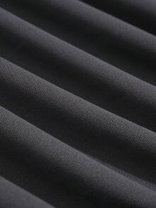 SHEIN EZwear Khẩu hiệu & Hình ảnh Thả vai Áo nỉ - Màu xám đen - Xem 3