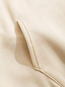 SHEIN Essnce Của phụ nữ Hoạt hình In thư Dây rút áo có mũ Lông cừu Áo nỉ - Màu be - Xem 5