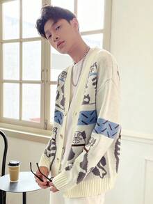 Manfinity Hypemode Nam Mô hình Cartoon Thả vai Áo len Mở - Nhiều màu - Xem 8