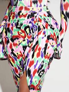 SHEIN SXY In Toàn bộ Mặt trước xoắn Viền không đối xứng Váy bodycon - Nhiều màu - Xem 6