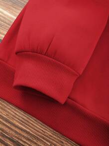 INAWLY 圣诞印花保暖套头卫衣，秋季卫衣 - 紅色 - 查看 4