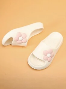 Toddler/Kids Foamed Slide Slippers, Minimalist Anti-Slip Soft Bottom Strap Casual Floral Lightweight House Sandals For Girls