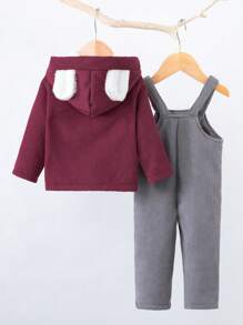 Đứa bé trai Nút phía trước Áo trùm đầu & Tổng thể Jumpsuit - Nhiều màu - Xem 2
