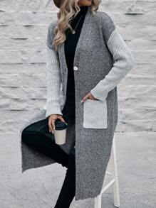 SHEIN LUNE 撞色落肩袖單釦開襟衫 - 彩色 - 查看 1