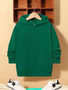 SHEIN Áo nỉ in hình hoạt hình dành cho bé trai tuổi teen - màu xanh lá - Xem 2