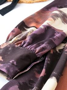 SHEIN Clasi Plus Tie Dye Button Through Shirt Dress Fall Cloth For Women - Violet Purple - View 3