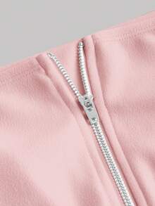 SHEIN MOD Plus Tie Backless Lantern Sleeve Crop Top - Dusty Pink - View 4