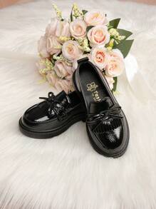1 Pair Fashion Party Style Girls Black Patent Leather Shoes, Popular Design - Black - View 4