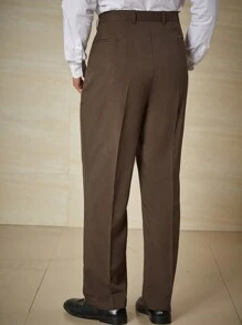 Manfinity Mode Nam Plus Túi nghiêng Chất rắn Quần tây - Cà phê nâu - Xem 2