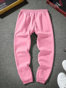 Manfinity LEGND Hombres Pantalones deportivos con estampado de baloncesto y letra de cintura con cordón - Rosa - Ver 2