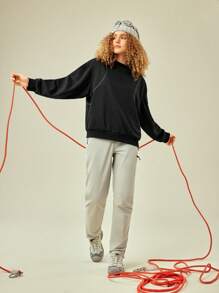 In My Nature Áo nỉ ngoài trời tay rớt, đường may nổi bật - màu đen - Xem 3