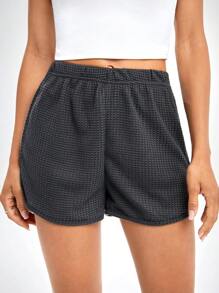 SHEIN Unity Shorts deportivos tejido waffle - Gris Oscuro - Ver 3