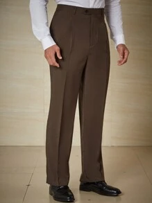 Manfinity Mode Nam Plus Túi nghiêng Chất rắn Quần tây - Cà phê nâu - Xem 4