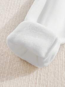 SHEIN Tween Girl Letter Graphic Thermal Lined Sweatshirt - White - View 5