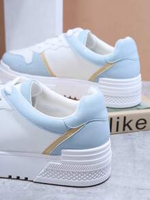 Colorblock Lace Up Front Skate Shoes - Blue - View 6