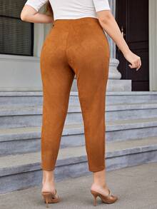 Mulvari Talla grande Pantalones unicolor con bolsillo oblicuo - Marrón - Ver 2