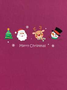 Calvaya Plus Christmas Print Tee - Burgundy - View 4