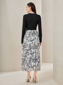 Modelyn Allover Print Square Neck Dress - Multicolor - View 2