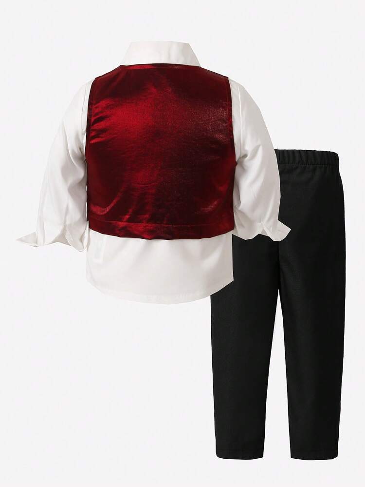 Baby Girl Bow Front Shirt & Pants & Blazer Vest