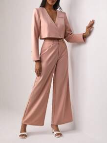 GIOVA Solid Wide Leg Pants - Pink - View 6