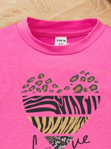 Baby Girl Heart & Slogan Graphic Tee - Hot Pink - View 3