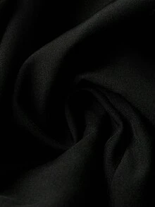 SHEIN LUNE Hơn Chất rắn Nút phía trước áo - màu đen - Xem 5