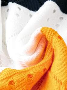 SHEIN LUNE 大碼撞色網眼針織套頭毛衣 - 彩色 - 查看 4