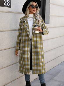 SHEIN Clasi Soprabito con stampa quadri colletto a risvolto con doppio petto - Multicolore - Visualizzare 3