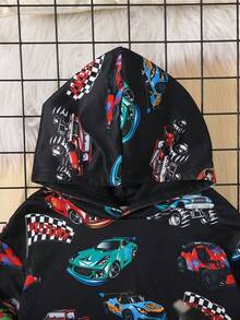 SHEIN 男童舒適卡通汽車印花帽衫 - 彩色 - 查看 5