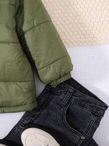 SHEIN 年轻男孩落肩前扣衬垫外套