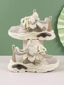 女童大童運動鞋,男童跑鞋,柔軟舒適厚底運動鞋,純色