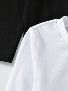 SHEIN Young Girl 3pcs Solid Round Neck Tee - Multicolor - View 4