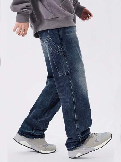 SHEIN X ONE Music Fest Uomo Jeans tasca inclinata sciolto