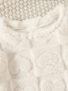 Teen Girl Heart Pattern Flannel PJ Set - White - View 6