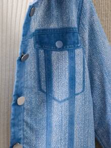 SHEIN Kleines Mädchen 1 Stück Mantel mit Kapuze, Denim Effekt Muster, Thermal Futter,