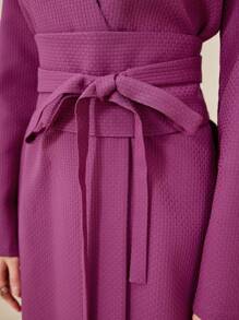 Modelyn Solid Belted Dress Long Evening Dresses - Red Violet - View 3