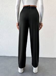 EURMUSE Pantalon Droit Unicolore À Poche