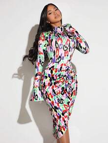 SHEIN SXY In Toàn bộ Mặt trước xoắn Viền không đối xứng Váy bodycon - Nhiều màu - Xem 4