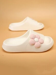 Toddler/Kids Foamed Slide Slippers, Minimalist Anti-Slip Soft Bottom Strap Casual Floral Lightweight House Sandals For Girls