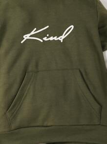 Kleiner Junge Jogginghose & Hoodie Buchstaben Grafik, Kontrast Einsatz,