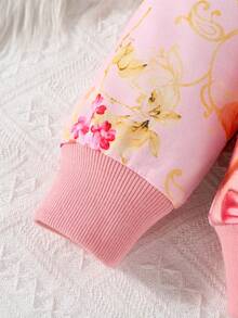 SHEIN Young Girl Floral Print Sweatshirt & Sweatpants - Pink - View 7