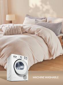 1pc Soft & Cozy Super Plush Duvet Cover Without Pillowcase, Antistastic Fuzzy Comforter Cover With Zipper Closure And Coner Ties ,Beige - Beige - View 10