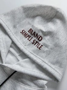 Manfinity Homme Men Letter Graphic Kangaroo Pocket Drawstring Oversize Hoodie - Grey - View 4