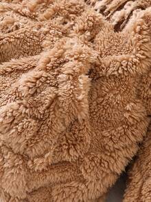 女婴字母刺绣毛绒卫衣 - 棕色 - 查看 6