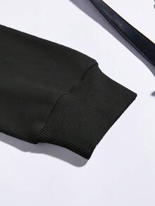 Áo nỉ giữ nhiệt có dây rút, cỡ lớn, in hình đầu lâu và chữ cái, lót lông. - màu đen - Xem 4