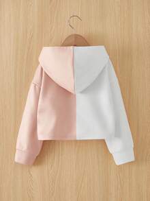 SHEIN 小女孩熊与字母图案双色落肩卫衣 - 彩色 - 查看 2